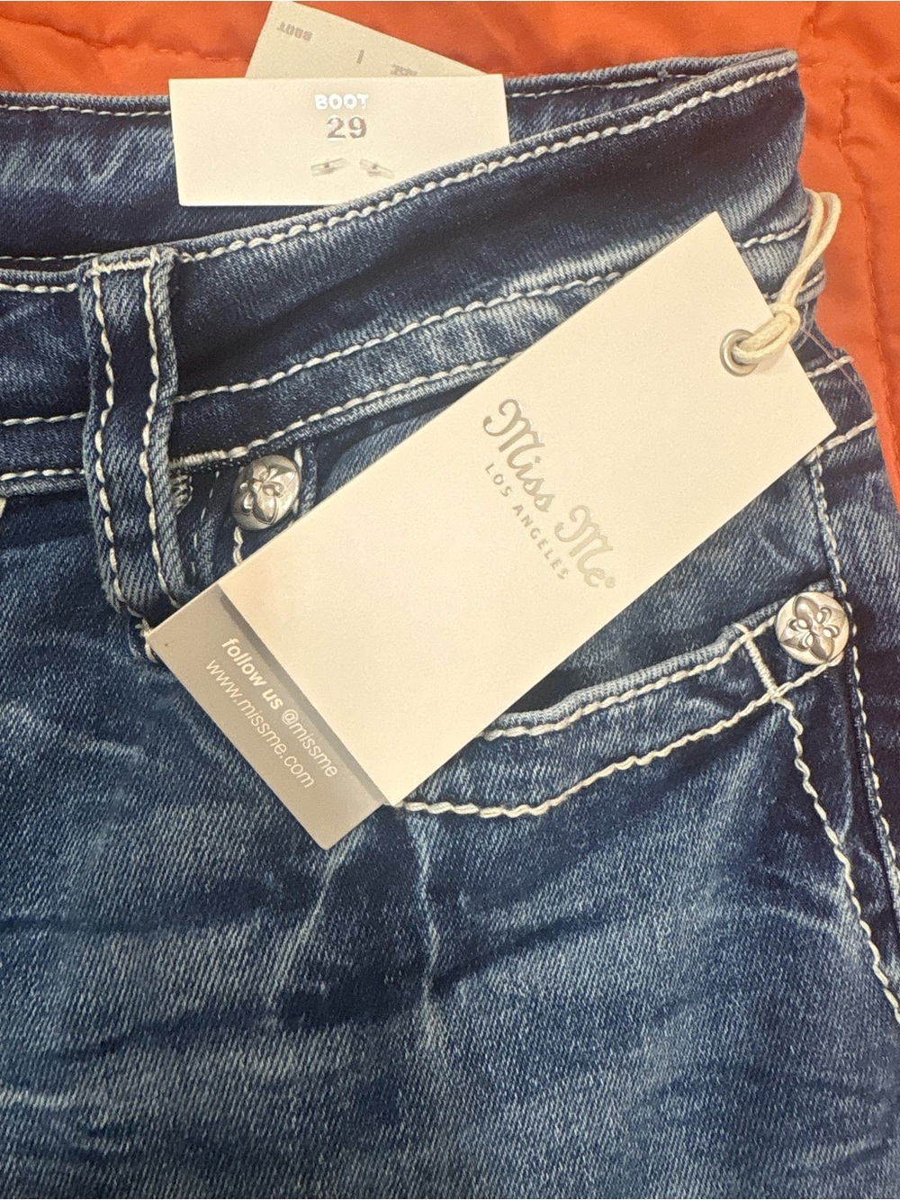 Miss Me women’s mid rise bootcut jeans 29 x 32 flag theme NEW NWT - Picture 11 of 12